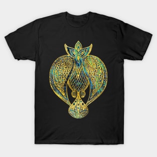 Gold Tribal Bird on  Abalone Shell and pearl T-Shirt